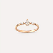 0.22 CT Baget Kesim Pırlanta Taşlı Rose Altın Yüzük