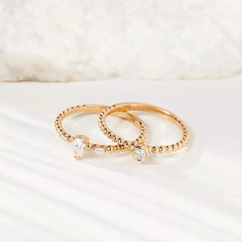 0.22 CT Baget Kesim Pırlanta Taşlı Rose Altın Yüzük