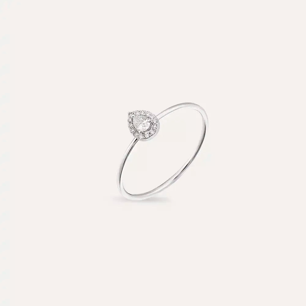 Rosa 0.22 CT Pırlanta Taşlı Beyaz Altın Yüzük