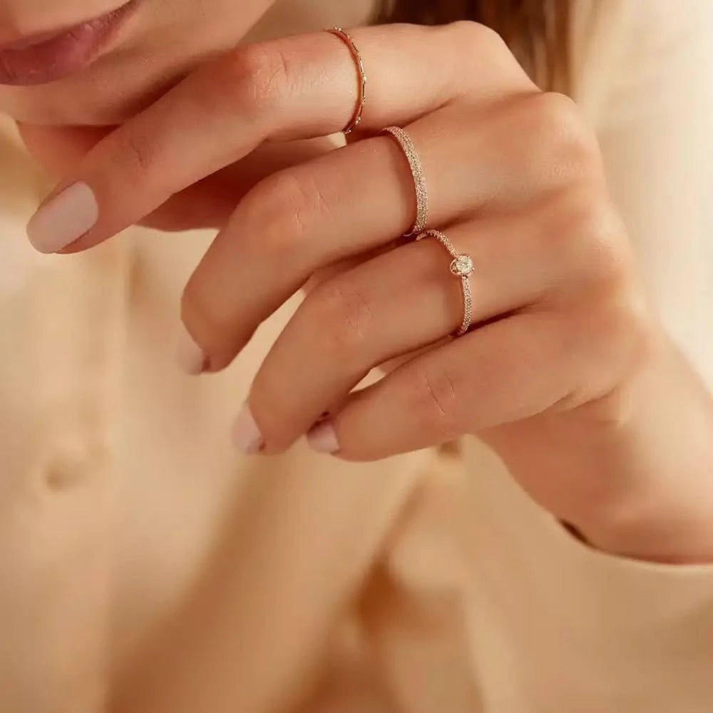 0.24 CT Pırlanta Taşlı Rose Altın Yüzük