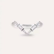 0.25 CT Baget Pırlanta Taşlı Beyaz Altın V Yüzük