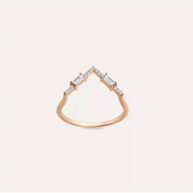 0.25 CT Baget Pırlanta Taşlı Rose Altın V Yüzük