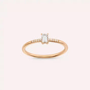 Rand 0.25 CT Baget Pırlanta Taşlı Rose Altın Yüzük