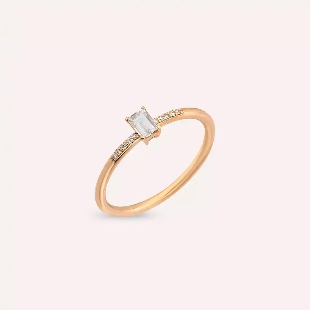 Rand 0.25 CT Baget Pırlanta Taşlı Rose Altın Yüzük