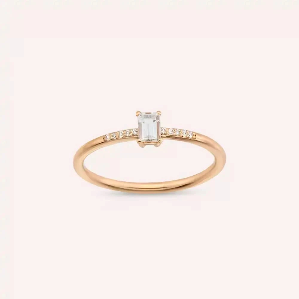 0.25 CT Baget Pırlanta Taşlı Rose Altın Yüzük