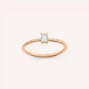 0.25 CT Baget Pırlanta Taşlı Rose Altın Yüzük