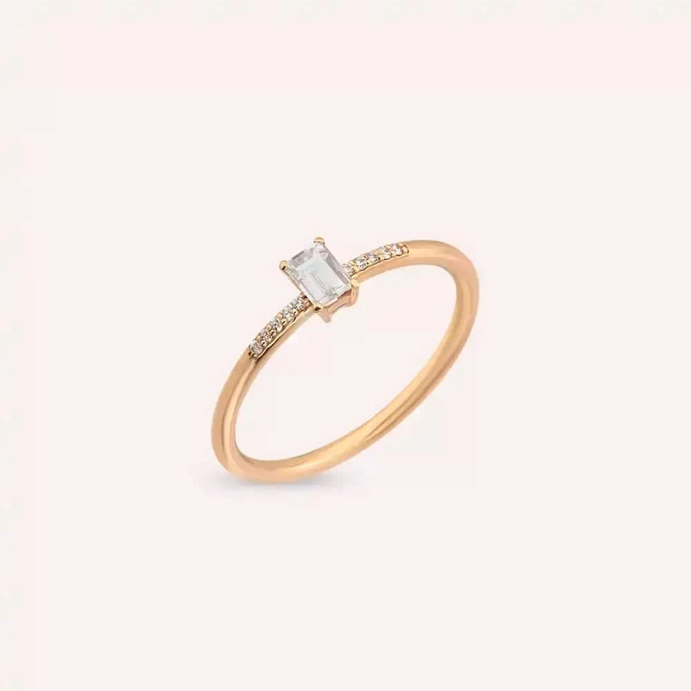 0.25 CT Baget Pırlanta Taşlı Rose Altın Yüzük