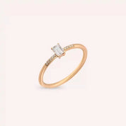 0.25 CT Baget Pırlanta Taşlı Rose Altın Yüzük