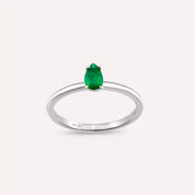 0.25 CT Damla Kesim Zümrüt Taşlı Beyaz Altın Yüzük