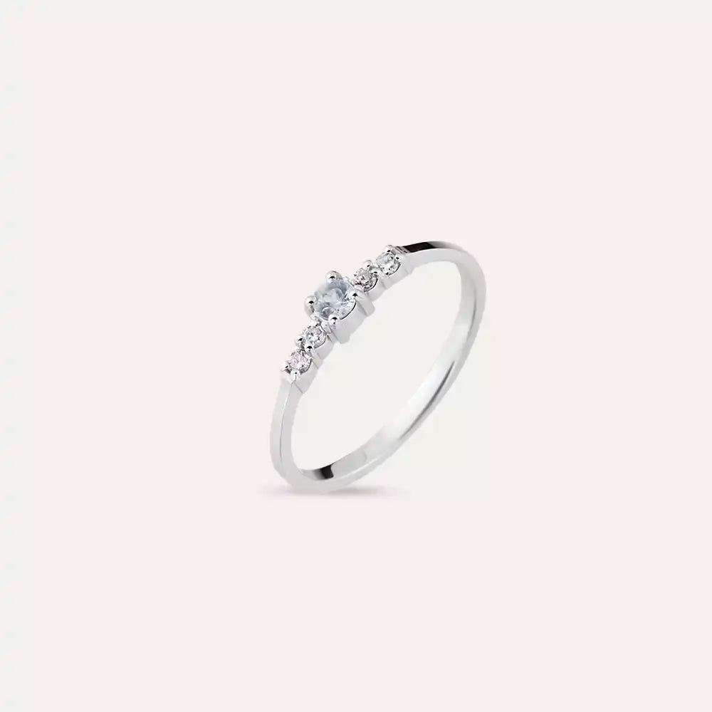 Klea 0.25 CT Ice Blue Safir ve Pırlanta Taşlı Beyaz Altın Yüzük