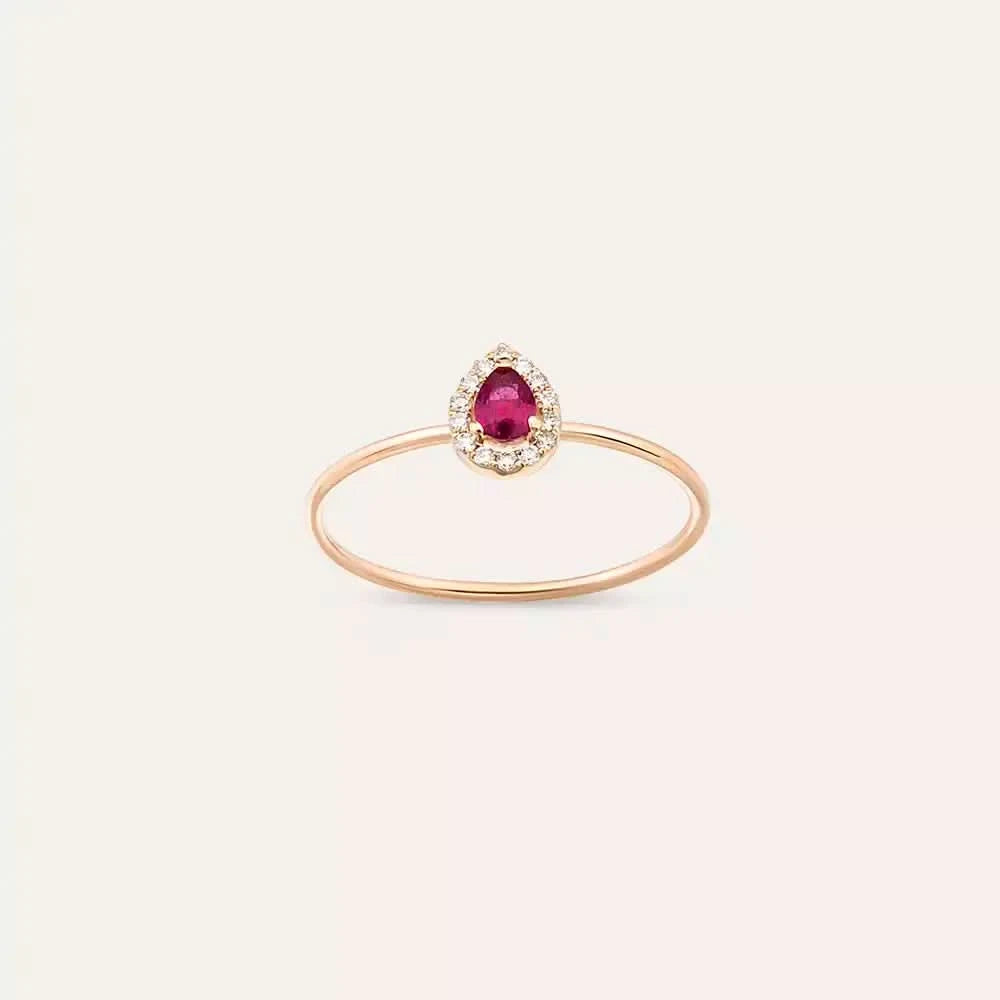 0.25 CT Yakut ve Pırlanta Taşlı Rose Altın Yüzük