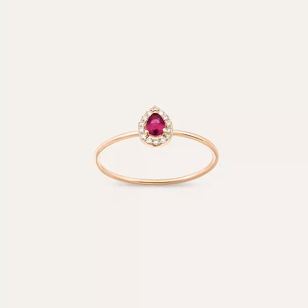Rosa 0.25 CT Yakut ve Pırlanta Taşlı Rose Altın Yüzük