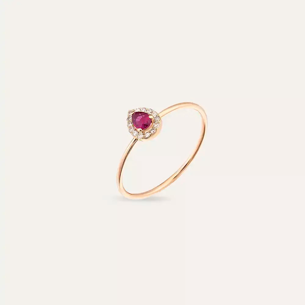 Rosa 0.25 CT Yakut ve Pırlanta Taşlı Rose Altın Yüzük