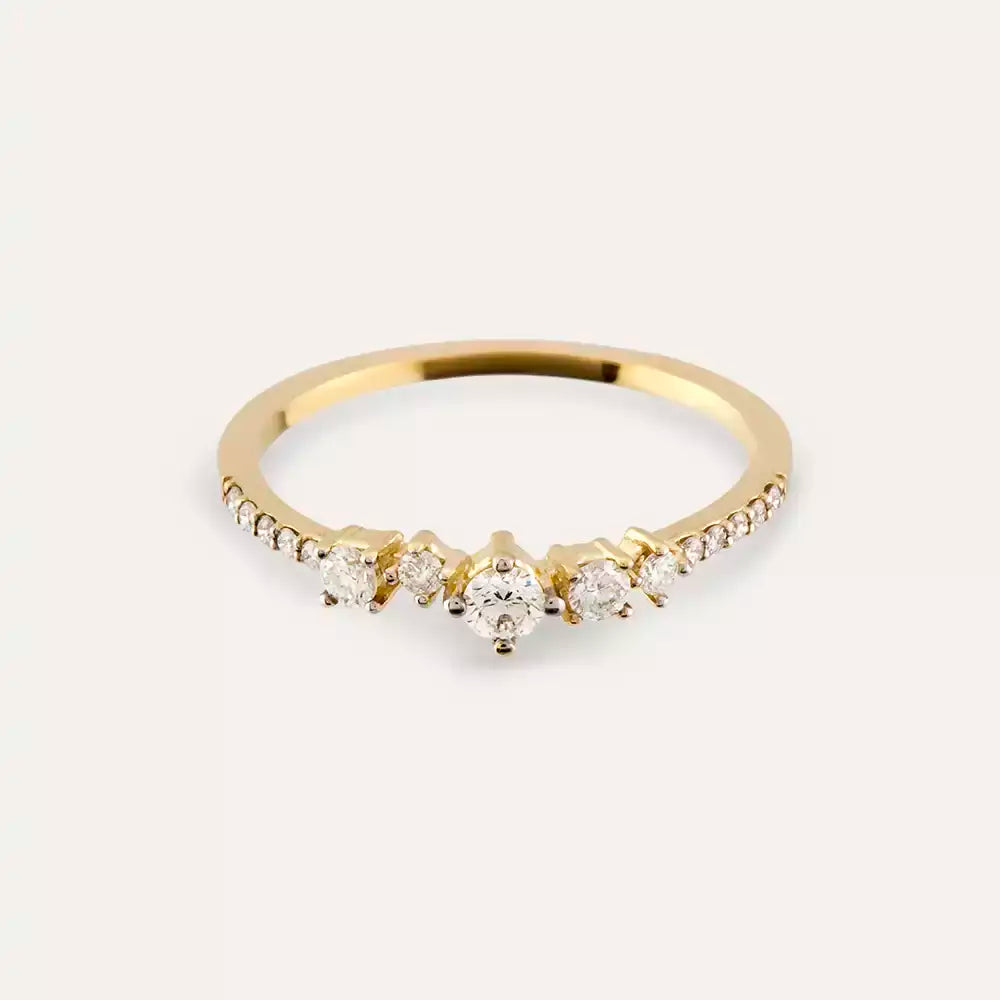 0.26 CT Pırlanta Taşlı Sarı Altın Yüzük