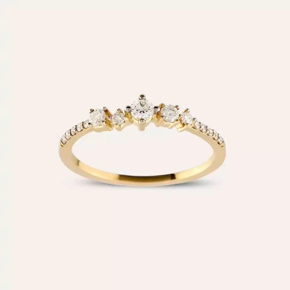 0.26 CT Pırlanta Taşlı Sarı Altın Yüzük