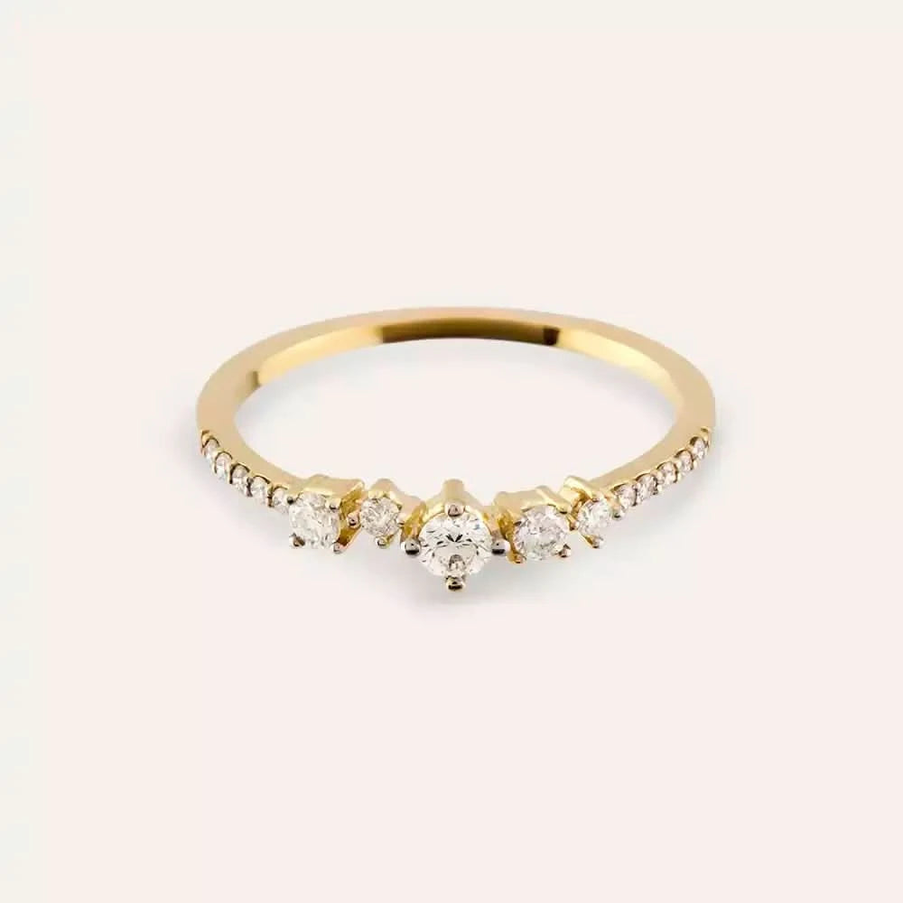 0.26 CT Pırlanta Taşlı Sarı Altın Yüzük