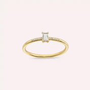 0.27 CT Baget Pırlanta Taşlı Sarı Altın Yüzük