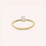 0.27 CT Baget Pırlanta Taşlı Sarı Altın Yüzük