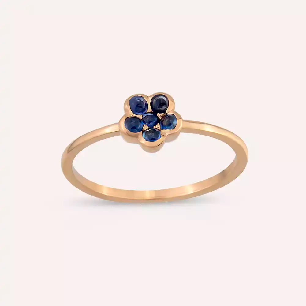 Elora 0.27 CT Safir Taşlı Rose Altın Çiçek Yüzük