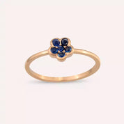 Elora 0.27 CT Safir Taşlı Rose Altın Çiçek Yüzük