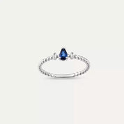 0.29 CT Damla Safir ve Baget Pırlanta Taşlı Beyaz Altın Yüzük