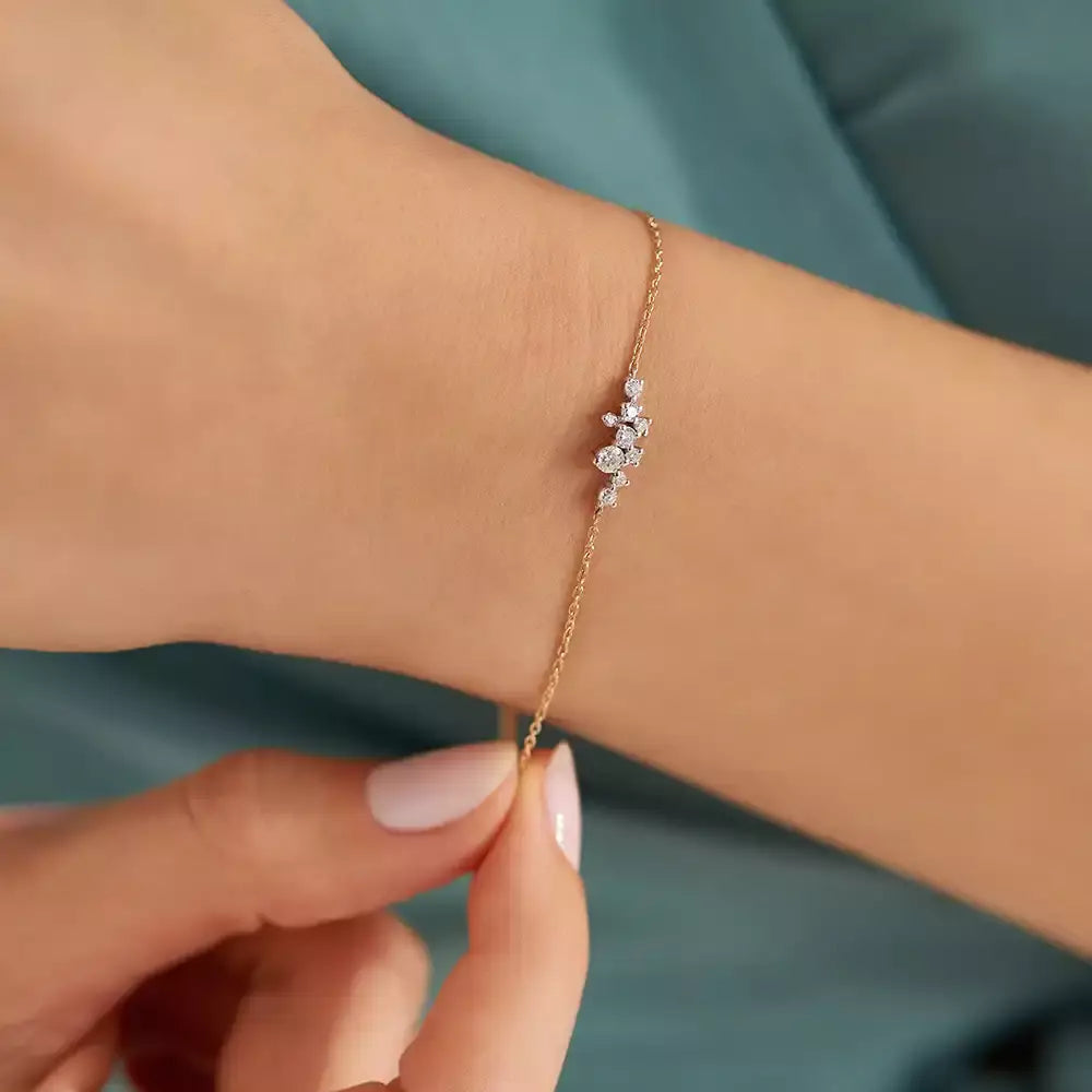 Mela 0.29 CT Pırlanta Taşlı Rose Altın Bileklik