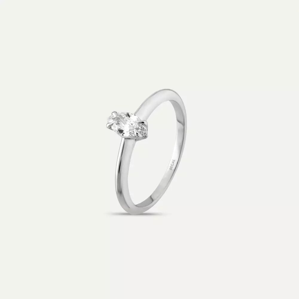 0.30 CT Markiz Kesim Tektaş Pırlanta Beyaz Altın Yüzük
