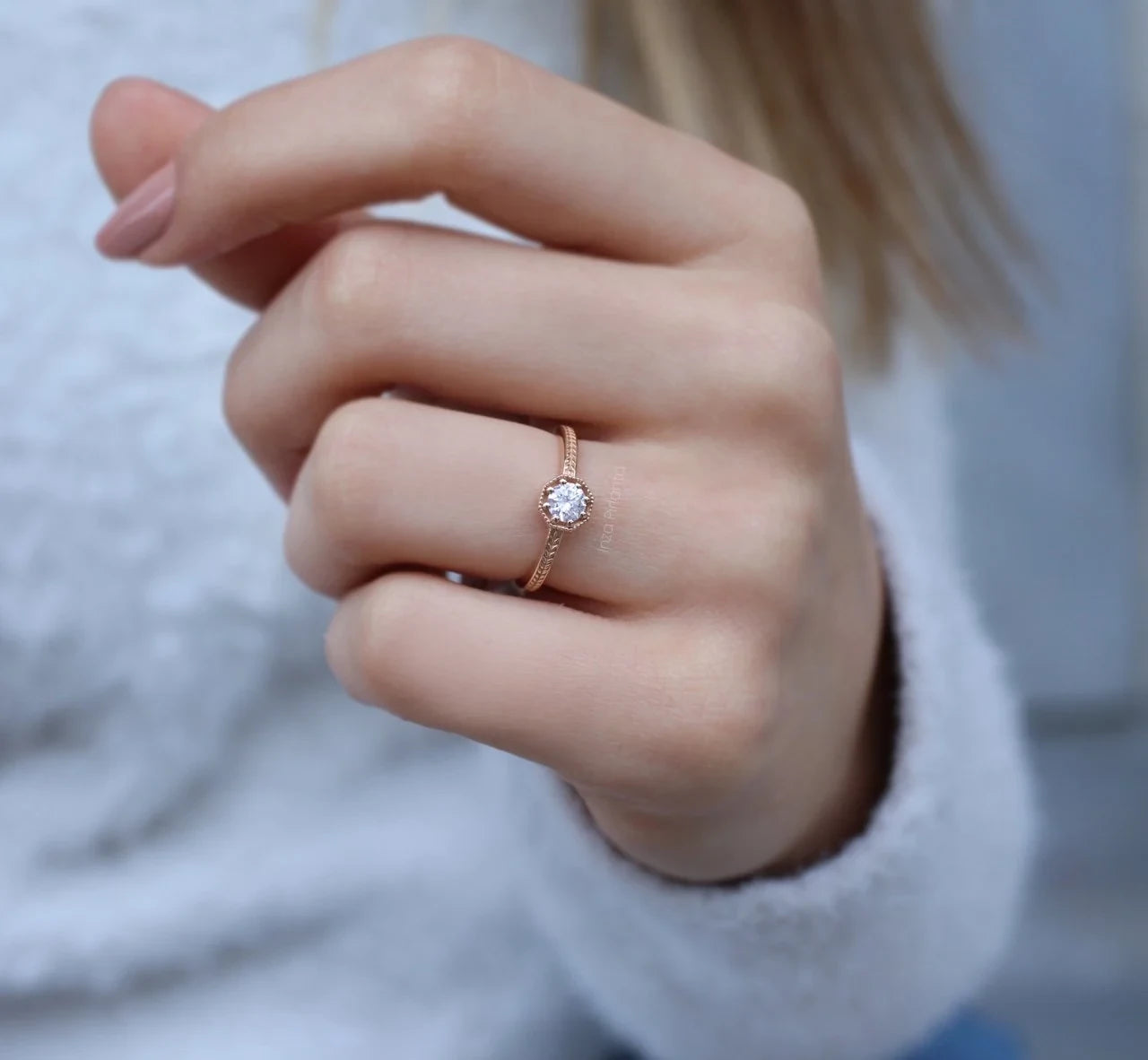 0.30 CT Sekizgen Başak Pırlanta Yüzük