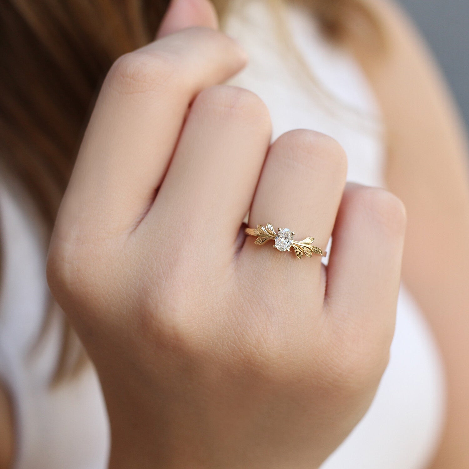 0.30 CT Vintage Tasarım Pırlanta Dal Tektaş Yüzük