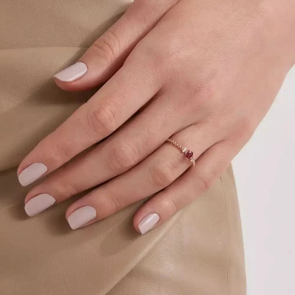 0.30 CT Yakut ve Pırlanta Taşlı Rose Altın Yüzük