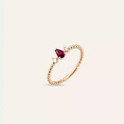 0.30 CT Yakut ve Pırlanta Taşlı Rose Altın Yüzük