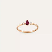 0.30 CT Yakut ve Pırlanta Taşlı Rose Altın Yüzük