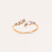 0.31 CT Damla ve Markiz Kesim Pırlanta Taşlı Rose Altın Yüzük