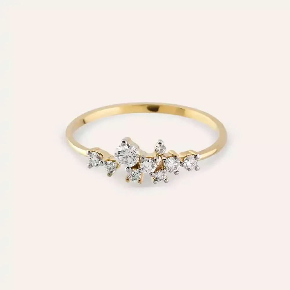 0.32 CT Pırlanta Taşlı Sarı Altın Yüzük