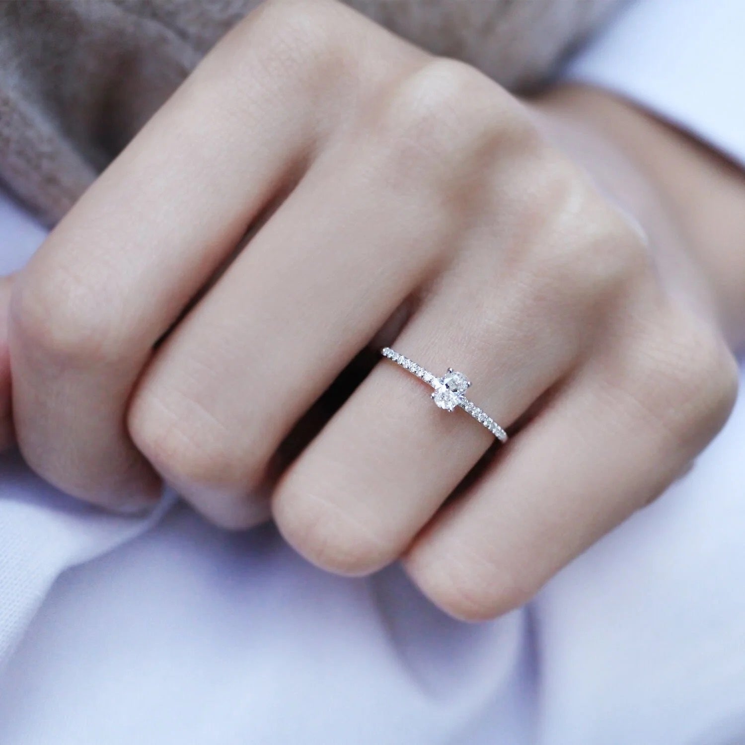 0.32 CT Vintage Oval Tasarım Pırlanta & Tektaş Yüzük