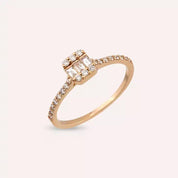 Elys 0.34 CT Baget Pırlanta Taşlı Rose Altın Yüzük