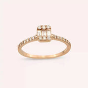 0.34 CT Baget Pırlanta Taşlı Rose Altın Yüzük