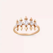 0.34 CT Baget Pırlanta Taşlı Rose Altın Yüzük