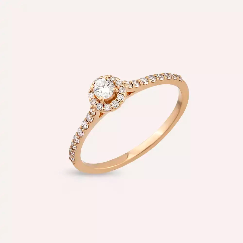 Notte 0.34 CT Pırlanta Taşlı Rose Altın Yüzük