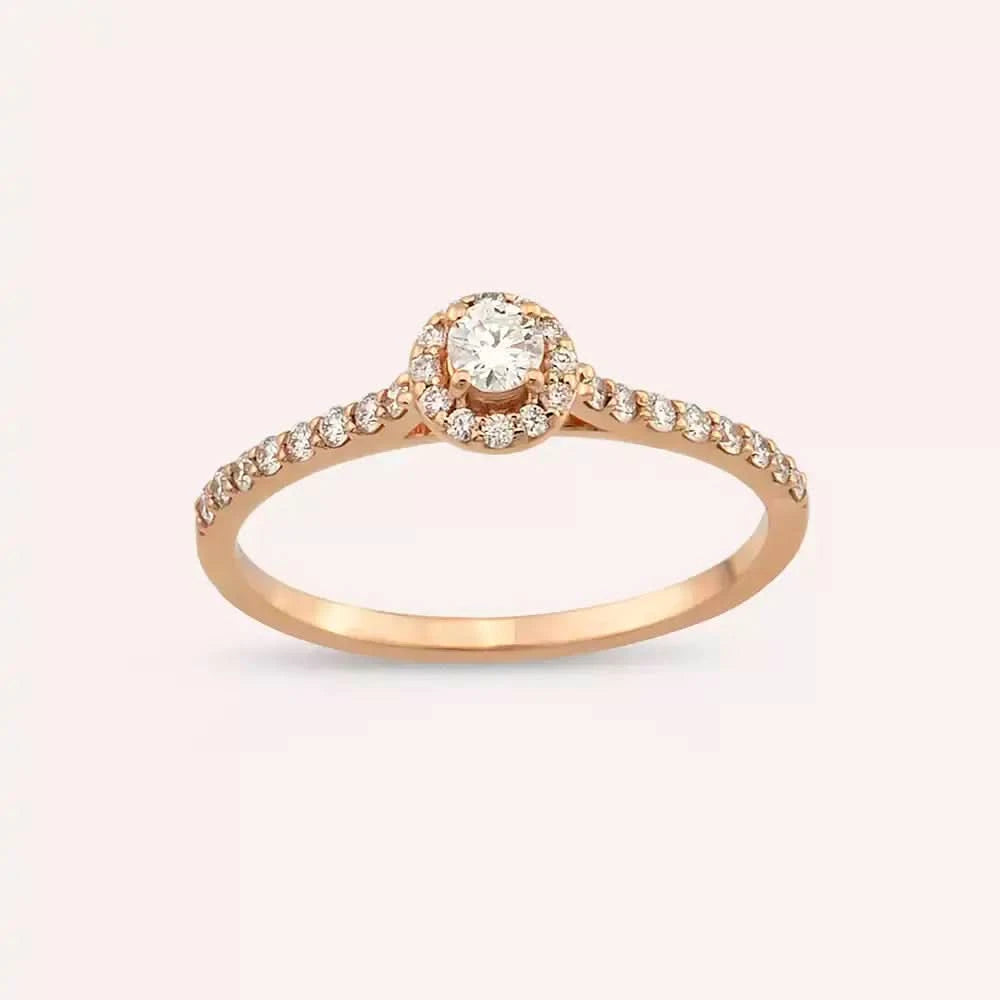0.34 CT Pırlanta Taşlı Rose Altın Yüzük