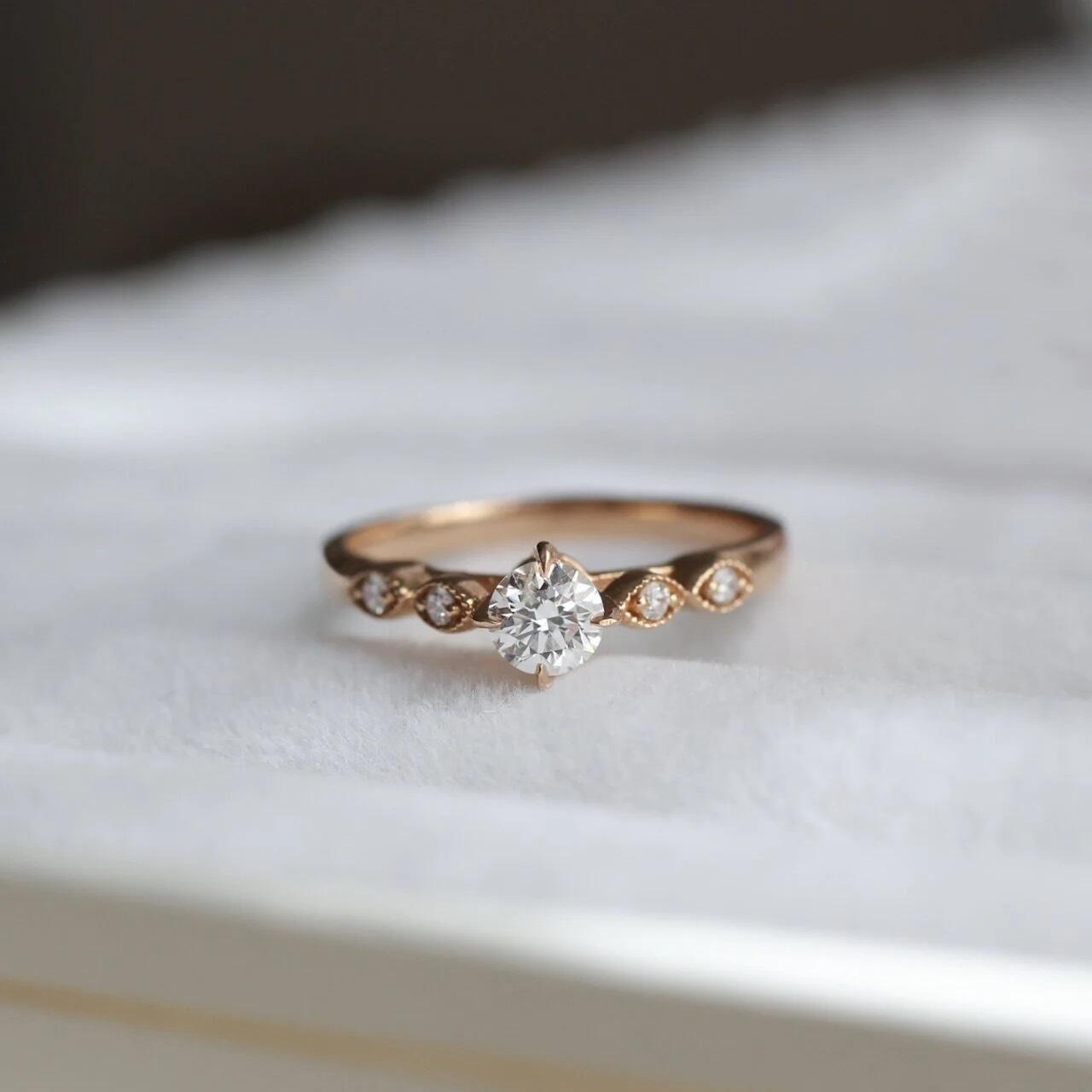 0.35 CT Vintage Tasarım Pırlanta Tektaş Yüzük