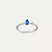 Deep 0.36 CT Blue Safir ve Pırlanta Taşlı Beyaz Altın Yüzük