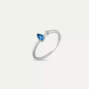 Deep 0.36 CT Blue Safir ve Pırlanta Taşlı Beyaz Altın Yüzük