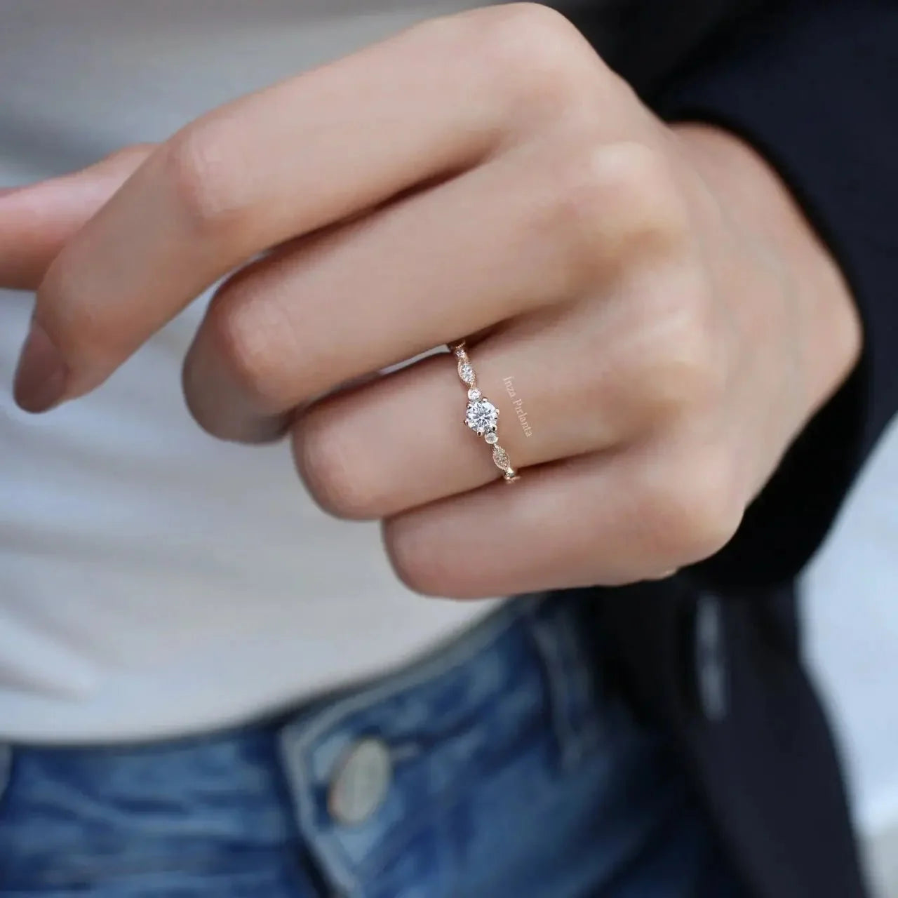0.37 Karat Vintage Tasarım Pırlanta Tektaş Yüzük