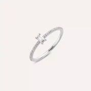 0.38 CT Baget Pırlanta Taşlı Beyaz Altın Yüzük