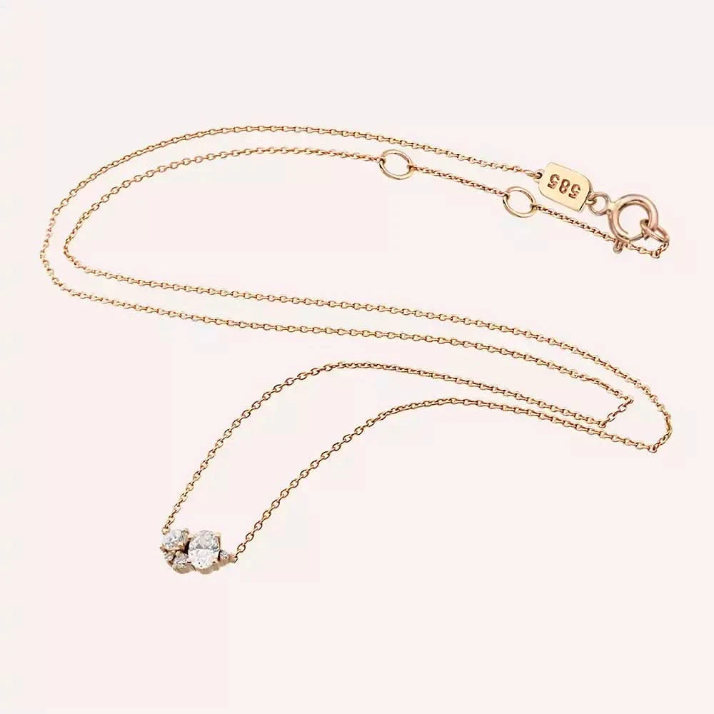 0.38 CT Pırlanta Taşlı Rose Altın Kolye