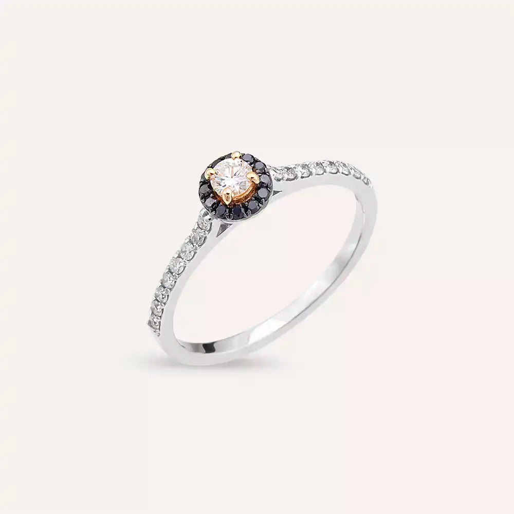 Notte 0.39 CT Siyah Pırlanta Taşlı Beyaz Altın Yüzük
