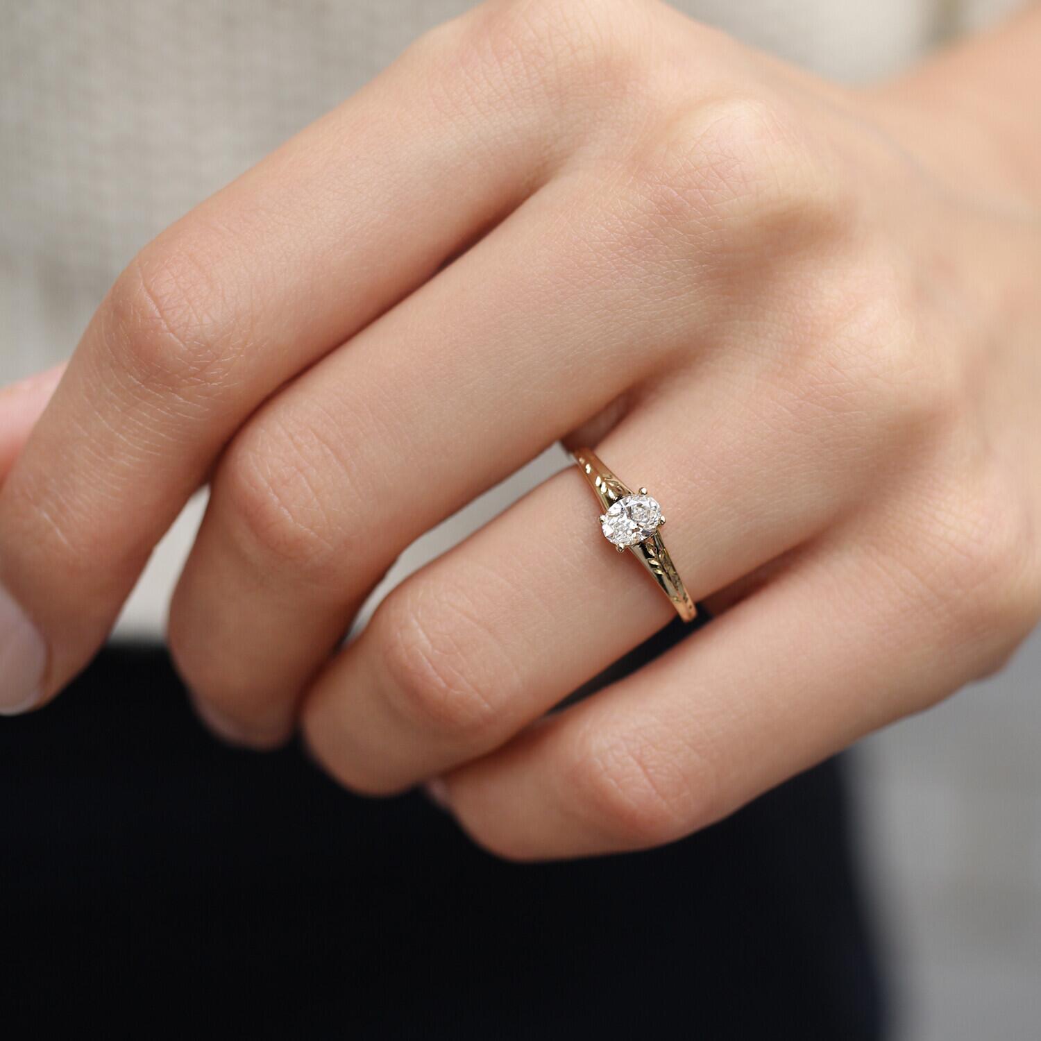 0.40 CT F SI2 GIA Sertifikalı Vintage Kate Tasarım Pırlanta Yüzük