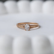 0.40 CT  F SI2 GIA Sertifikalı Vintage Lavender Tasarım Pırlanta Yüzük