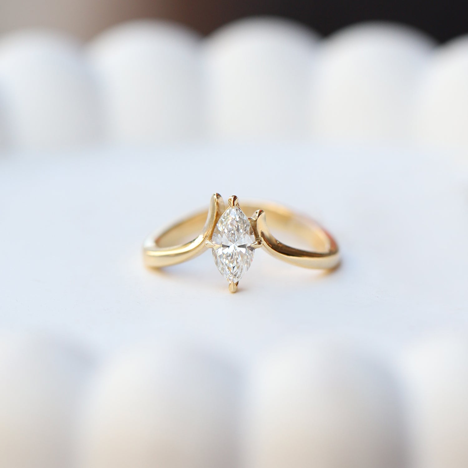 0.40 CT Özel Tasarım Markiz Pırlanta Tektaş Yüzük